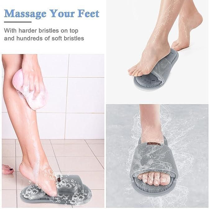 Unisex Bathroom Massage Slippers | Anti-Slip & Deep Cleaning Foot Scrubber Slides.