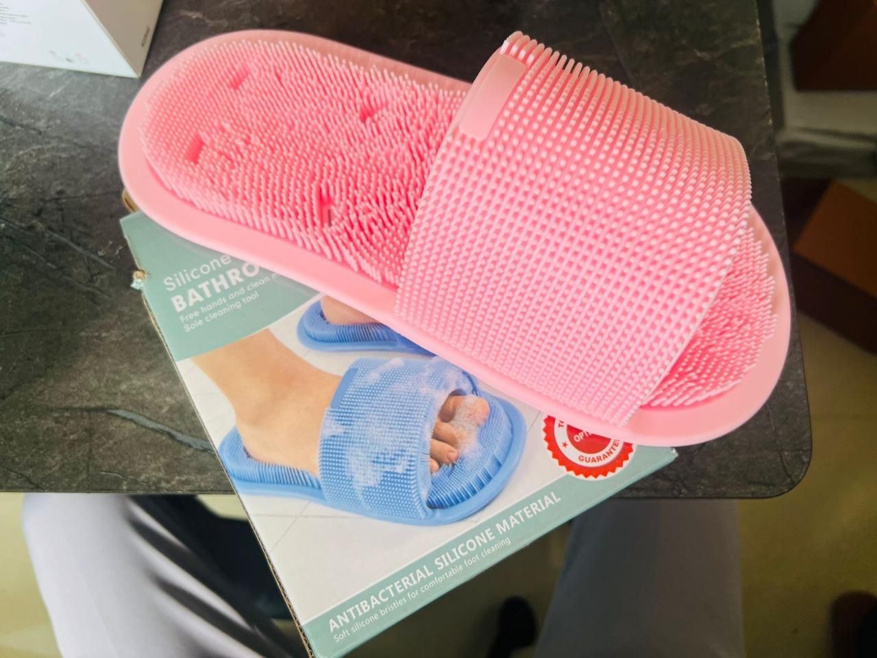Unisex Bathroom Massage Slippers | Anti-Slip & Deep Cleaning Foot Scrubber Slides.