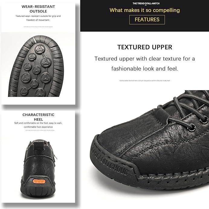 Men’s Casual High-Top Leather Sneakers | Stylish Lace-Up Daily Wear Shoes.
