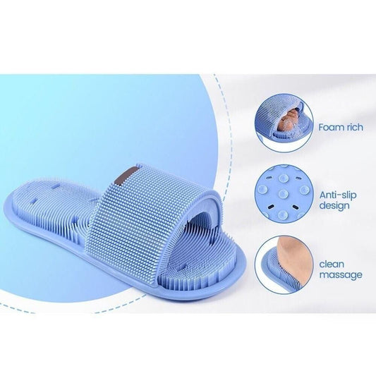 Unisex Bathroom Massage Slippers | Anti-Slip & Deep Cleaning Foot Scrubber Slides.