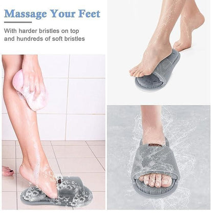 Unisex Bathroom Massage Slippers | Anti-Slip & Deep Cleaning Foot Scrubber Slides.