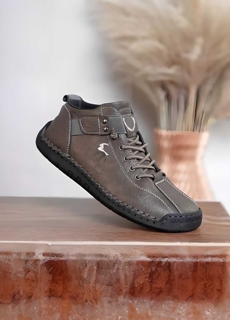 Men’s Casual High-Top Leather Sneakers | Stylish Lace-Up Daily Wear Shoes.